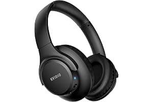 KVIDIO Bluetooth Headphones Over Ear, 65 Hours Playtime Wireless Headphones with Microphone, Foldable Lightweight Headset with Deep Bass,HiFi Stereo Sound for Travel Work PC Cellphone (Black)