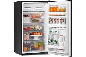 COMFEE' RCD93BL2(E) Under Counter Fridge, 93L Freestanding Refrigerator with Cooler Box, Adjustable Thermostat, Reversible Door, Removable Glass Shelves, Interior Light, Black
