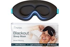 MyHalos® 100% Blackout Sleep Masks for Women & Men - Zero Eye Pressure Eye Mask for Sleeping -Our Halo Sleep Mask Includes a Storage Pouch- Black Eye Mask for Travel or Blindfold