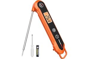 ThermoPro TP03H Meat Thermometer with IPX6 Waterproof, Food Thermometer Foldable Food Temperature Probe with LCD Backlight Calibration Lock Fuction, Kitchen Digital Instant Read Probe for Oil Jam Milk