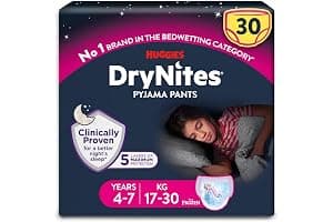 HUGGIES DryNites Pyjama Pants, Girl's 4-7 Years (17-30KG), 30 x Bedwetting Pants, Up to 100% Leak Free Nights