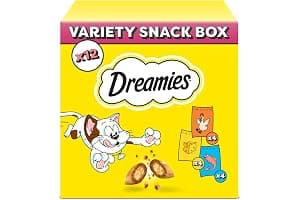 DREAMIES - Cat Treats - 12 x 60g - Multipack Biscuits - Variety Snack Box - 12 Pouches