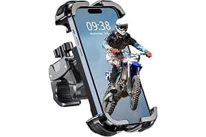 Babacom Bike Phone Holder, Upgrade Motorbike Phone Holder [1s Lock][Secure Protection], 360° Rotatable Phones Holder for Mountain Bike/ATV, Motorbike Handlebar Clamp Mount Riser for 4.7-6.8" Phones