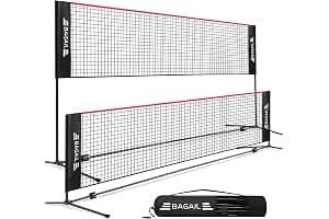 BAGAIL Red de Bádminton Plegable Hecha de Nailon con Soporte de Altura Regulable y Bolsa de Transporte, Fácil de Montar y Desmontar, Jugar al Tenis, Bádminton o Voleibol