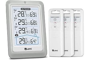 Termómetro inalámbrico para interiores y exteriores con 3 sensores, pantalla de 4.5 pulgadas, alcance de 100 m y retroiluminación Ajustable
