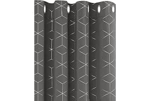 Deconovo Blackout Curtains for Living Room, Eyelet Curtains, Diamond Foil Printed Thermal Insulated Eyelet Curtains, 46 x 72 Inch(Width x Length), Grey, One Pair