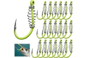 DOVBAN 20pcs Anzuelos De Fluorescente Pesca Con Resorte Anzuelos Des Acero Con Alto Contenido Carbono Resorte Metal Anzuelo De Pesca Giratorios Púas Adecuados Para Ceboss Potentes Truchas