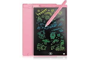 Genialba Tableta de Escritura LCD de Colores de 8,5, Tablero de Dibujo Electrónico - Tablero de Grafiti con Pizarra de Dibujo Borrable Portátil, Regalo para Niños (Rosa)