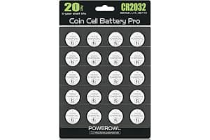CR2032 Batteries 3V Lithium 20 Pack, POWEROWL High Capacity 2032 DL2032 ECR2032 CR 2032 Lithium Button Cell Battery