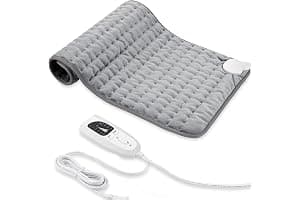 Manta Electrica，Almohadilla TéRmica,Almohadilla De Calefacción EléCtrica Con Apagado AutomáTico Y 6 Temperaturas Almohadilla De Calefacción (Gris Claro, 30x60cm)