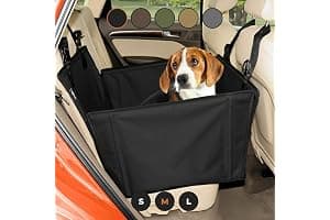 Wuglo Extra Stable Dog Car Seat with Seat Belt – Waterproof and Robust Design for the Back Seat with 4 Fastening Straps for Medium-Large Dogs up to 18 kg