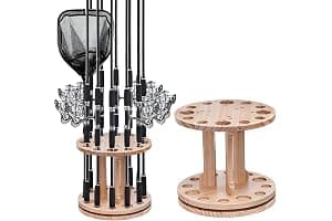 JAOGAUS Soporte Cañas de Pescar, Soporte Giratorio para Cañas de Pescar con 12 Agujeros, Resistente y Duradero para Pescadores
