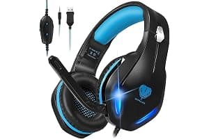 Stynice Gaming Headset with Microphone for Xbox PS5 PS4 PC - 3.5mm Jack Wired Headphones with Noise Cancelling Mic & LED - 50mm Audio Drivers & Soft Earpads