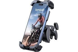 Lamicall Soporte Móvil Bicicleta, Soporte Móvil Moto - 360°Rotación, Liberación con un Botón, Soporte Teléfono Bici para iPhone 17 16 15 14 13 Pro MAX/Plus/Mini, Samsung, Huawei, 4.7-6.8” Smartphone