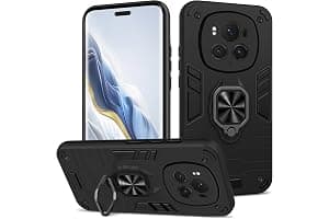 Btstring Funda para Honor Magic 6 Pro, Carcasa Antigolpes con Soporte anular metálico, Case Protectora de Grado Militar, Negro