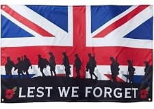 Runesol Lest We Forget, Premium Remembrance Poppy Day Flag - 3ft x 5ft, 4 Grommets, Indoors/Outdoors