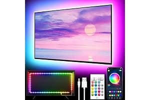 GIPOYENT TV Light Strip, 5M TV Backlight, for 45-75 Inch TV, Music Sync LED TV Light with Bluetooth Function - RGB Color Changing Light Strip for Home Theater (16.4ft)