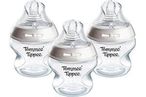 Tommee Tippee Baby Bottles, Natural Start Anti-Colic Baby Bottle with Extra-Slow Flow Breast-Like Teat, 150ml, 0m+, Self-Sterilising, Baby Feeding Essentials, Pack of 3