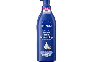 NIVEA Rich Nourishing Body Lotion (400ml), Rich 72H Hydration Moisturiser for Dry Skin Made with Deep Moisture Serum and Almond Oil, Intensive Hydration Body Lotion