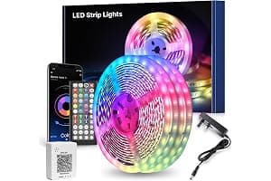 Mexllex LED Strip Lights 30m, Ultra-Long Lights Strip Music Sync Color Changing, Led Lights with App Control Remote, RGB Tape Light for Home Bedroom Party (2x15)