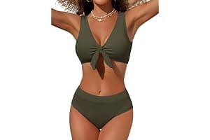 Svanco Bikini Mujer de Dos Piezas con Braga Alta y Textura - Bañador Reductor Barriga para Vientre Plano, Traje de Baño Controlador de Abdomen