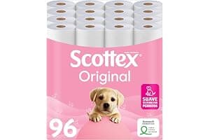 Scottex Original Papel higiénico, 96 rollos, 6 packs de 16 rollos dos capas que proporcionan el equilibro adecuado en suavidad y resistencia
