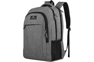 MATEIN Travel Laptop Backpack, Work Bag Lightweight Laptop Bag with USB Charging Port, Anti Theft Business Backpack, Water Resistant School Rucksack Gift for Men and Women, Fits 15.6 Inch, Grey