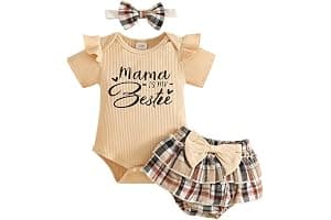 Eqenkely Conjunto Vestido para Niñas Recién Nacidas Top de Punto con Volantes de Sin Mangas + Bowknot Faldas + Diadema 3Pcs Elegante Ropa Trajes