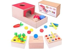 Juguetes Montessori para Niños 1 2 3 años, Juguetes de madera Educativos para Bebés 6 Meses niña niños, Juguete de Clasificación Zanahorias, Juegos de pelota, Regalo Bebe 1 Año de Cumpleaños Navidad