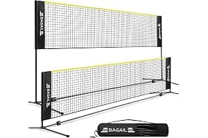 BAGAIL Red de Bádminton Plegable Hecha de Nailon con Soporte de Altura Regulable y Bolsa de Transporte, Fácil de Montar y Desmontar, Jugar al Tenis, Bádminton o Voleibol