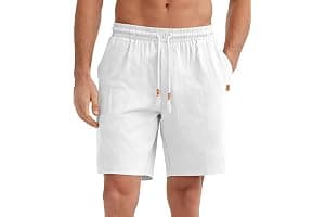 SwissWell Pantalones Cortos Hombre de Lino Bermudas Hombre Verano Casual Pantalón Corto Playa Vacaciones Shorts con Cintura Elástica y Bolsillo