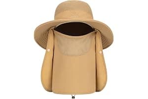 TAGVO Sombreros de Pesca para Hombre Mujer con Cubierta de Cuello Desmontable, Gorros de Pescador con Protección UPF 50+, Sombreros y Gorras de Sol Plegables para Cámping Excursionismo Caminando