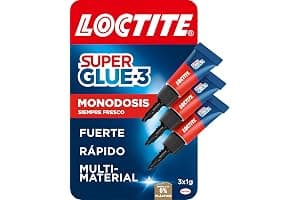 Loctite Super Glue-3 Monodosis Transparente 3x1g - Pegamento Instantáneo Universal, Fuerte y Rápido - Resistente al Agua, Lavavajillas, Golpes, Temperaturas Extremas - Fórmula Antigoteo