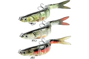 Vicloon 3Pcs Cebos de Pescar Articulados,Señuelos de Natación Bionic Multi-articulado de Natación Realistas,Swimbait Realista de Hundimiento Lento