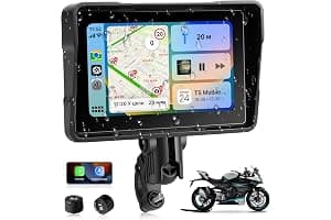 Jansite Pantalla Carplay Moto Android Auto con TPMS, 5 Pulgadas Navegador Moto Pantalla Táctil Impermeable IP67 CarPlay y Android Auto Inalámbricos, Navegación GPS, Siri Goo-gle