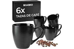 MIAMIO - 6 x 350 ml Juego de Taza de Café/Copa de desayuno - Le Papillon Colección (Negro)