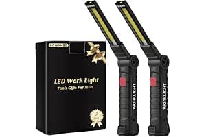 Coquimbo Regalo Hombre Linterna Taller LED Recargable, Linterna Portátil de Trabajo Lámpara de Inspección con Magnética Base y Gancho para Taller Cámping Emergencia(2 Piezas, Negro)