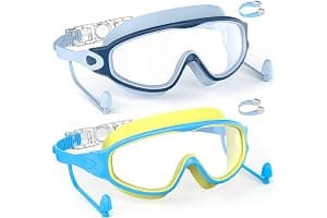 SHINER Gafas natacion, gafas natacion niño de 3 a 15 años, antivaho, impermeables, máscara de buceo panorámica, antifugas de 180° gafas piscina niños, para niños y niñas