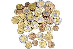 Learning Resources Set de Monedas Euro de Juguete – 100 Piezas para Aprendizaje Matemático y Juego Educativo – Edad 5+