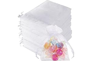 Quelcc 100 Piezas Bolsas de Organza, 7x9cm Bolsas Organza, Bolsitas de Tela Pequeñas Blancas para Bolsas Regalo con Cordón, Bolsita de Tul, Joyas, para Boda Favores Joyas y Dulces