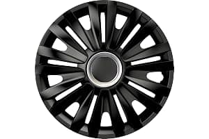Juego de 4 Tapacubos de 14 Pulgadas Diseño Illinois RC Black, Acabado Negro y ABS Resistente a Fuertes Impactos, Duradero y Fiable con Anillo de sujeción Ajustable
