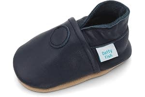 Dotty Fish Soft Sole Leather Baby & Toddler Shoes – Barefoot, Non-Slip, Lightweight & Flexible, Elasticated Ankles - Unisex Boys & Girls, UK Brand, Podiatry Approved