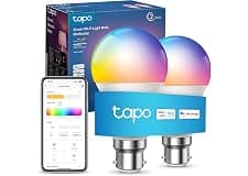 Tapo L530B (2-Pack) Smart Bulb, B22 Colour Changing Light Bulb, Alexa Light Bulbs, LED Light Bulb,8.7W (60W), Dimmable, Schedule & Timer, Energy Saving, App Remote Control, Google Voice Control