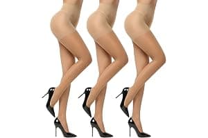 EVERSWE 3 Pairs 20D Women's Sheer Tights with Reinforced Toes