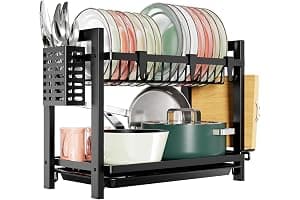 niffgaff Estante de Dish Escurreplatos Acero Inoxidable Cocina (43.5 * 24.5 * 34.5), Primer Piso Escurridor de Platos para Fregadero, Escurre Platos Armarios, Escurreplatos Negro