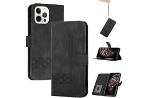 Genlision Funda Compatible con iPhone 12/12Pro(6.1),Flip Leather Edition,Funda de Cuero PU con Cáscara de TPU, magnético, función de Soporte y Ranuras para Tarjetas-Negro