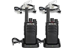 Retevis RT668 Walkie Talkie Profesional,Robusto Walkie-Talkie, PMR446 Radiocomunicación Libre de Licencia, VOX, Largo Alcance Portátil Auriculares Walkie Talkies para Adultos (Negro,1 Par)