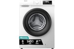 Hisense WF1Q8041BW2 - Lavadora, Clase A, 8 Kg, 1400 rpm, Alto 85 cm x Ancho 60 cm, Color Blanco, Función Vapor 99,9%, Lavado Rápido+, Lavado Automático, Finalización Diferida, Tecnología Inverter