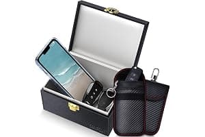 Samfolk Faraday Box and Pouch 2 Pack, Keyless Entry Car Key Safe Protector,Anti-Theft Signal Blocking Cages