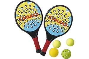 Smartwo Juego de Raquetas de Pádel para Niños, Raquetas Ligeras de Pádel para Principiantes Niños y Niñas a Partir de 6 Años, Juegos de Pelota para Exterior, 2 Raquetas y 4 Pelotas